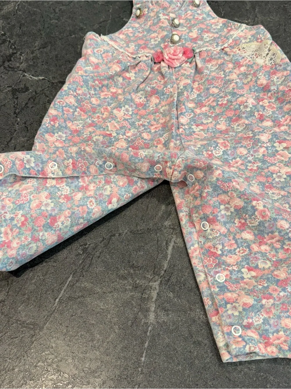 Vintage Buster Brown 18 month baby girl bubble romper jumpsuit floral 90s